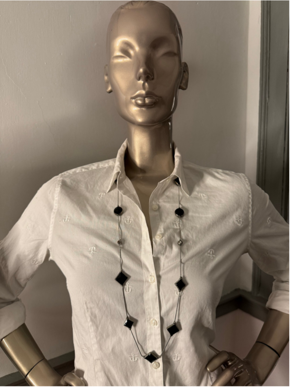 Brooks Brothers 346 White Anchor Embroidered Cotton Button Down Shirt Sz 4